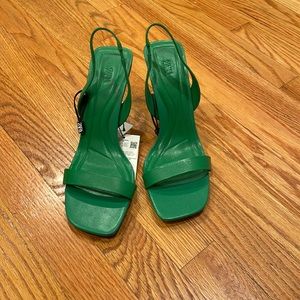 Zara green sling back heels